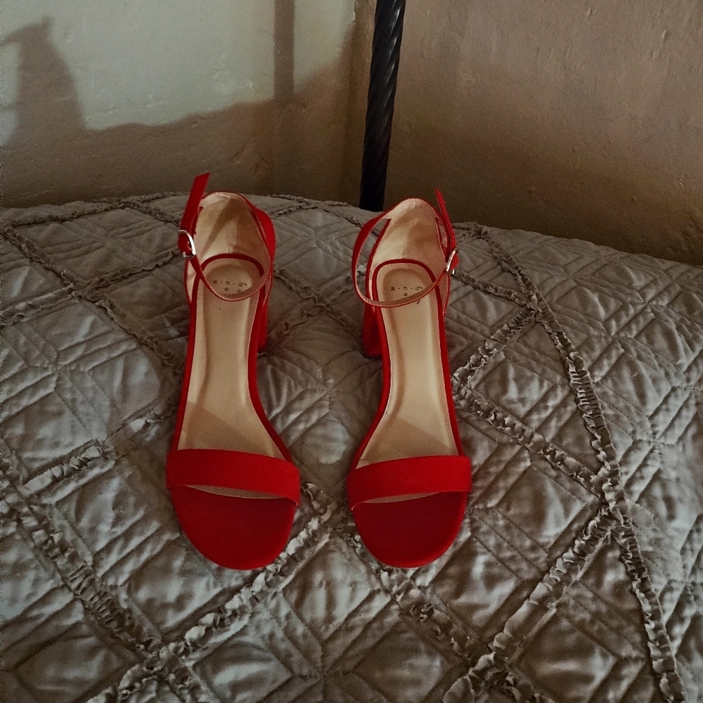Elegant Faux Suede Red Women's Heels